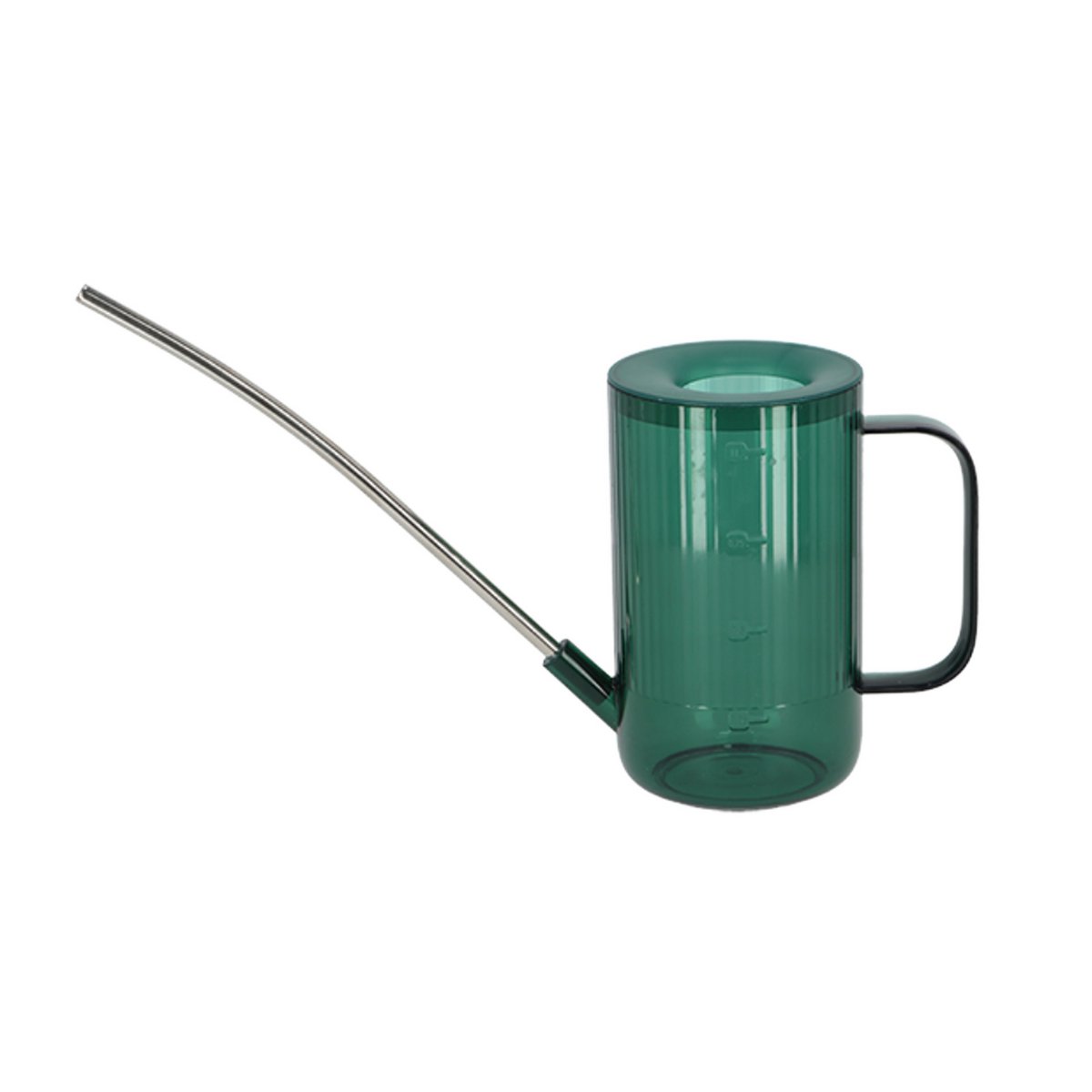 Gerippte Gießkanne – 22 cm – Kunststoff mit Edelstahlauslauf – Grau – Grün – Braun