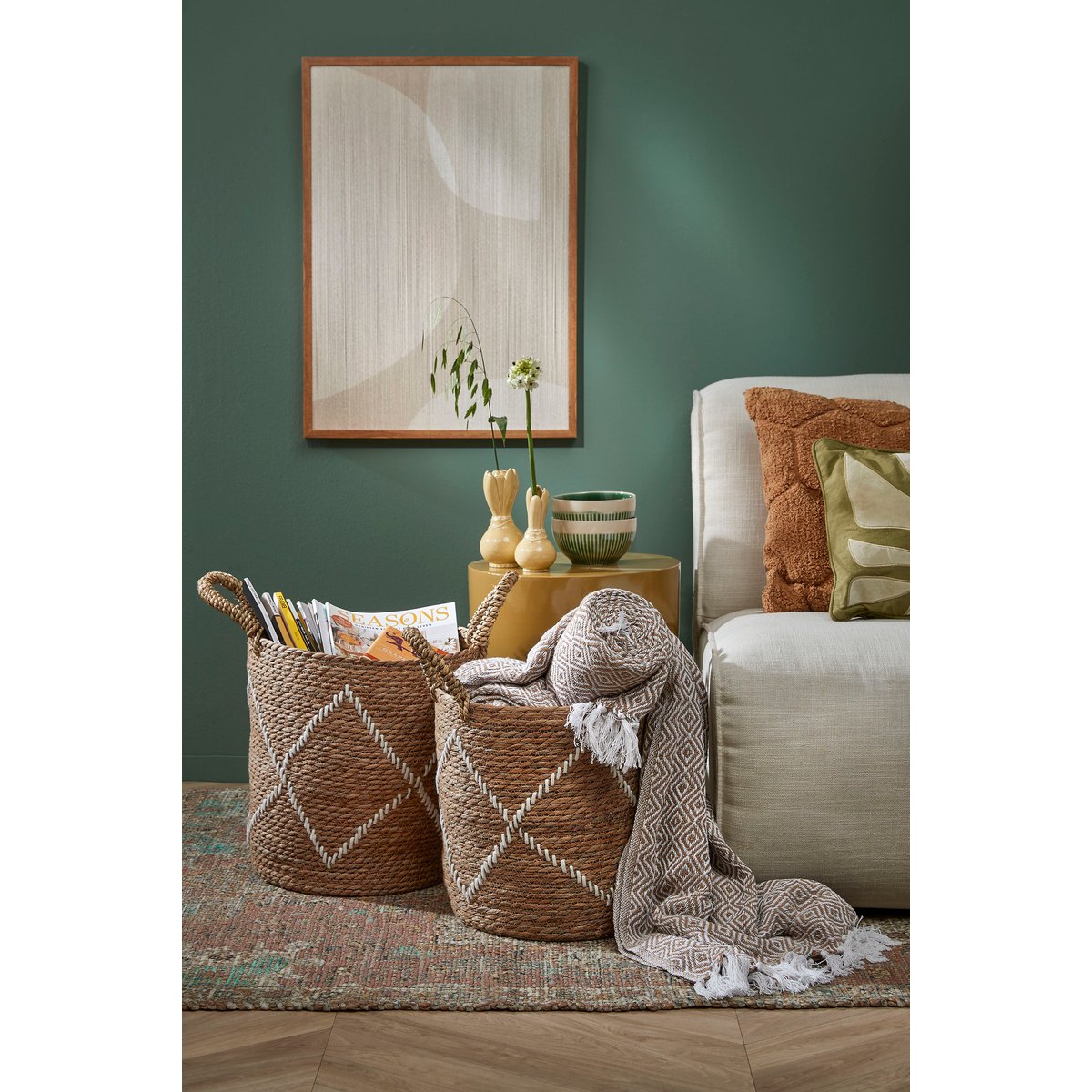 Aufbewahrungskorb – 2er-Set – H49 x Ø38 cm – Seegras – Braun