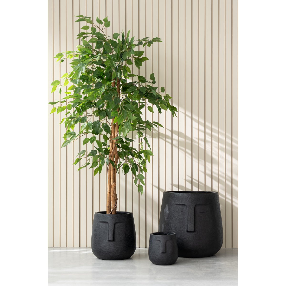 J-Line Set mit 3 Blumentöpfen Moai Clay Schwarz