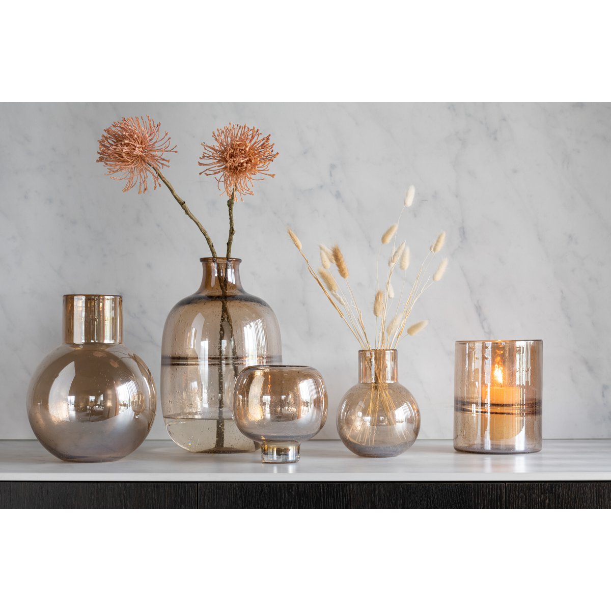 Vase Ball With Neck - Glas - Bernstein - klein