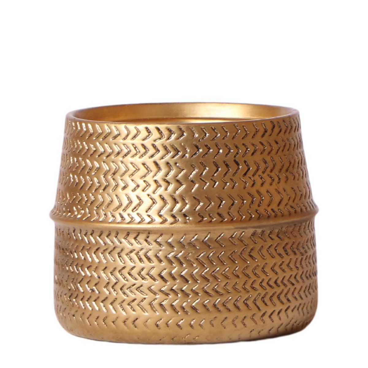 Übertopf „Groove“ -Blumentopf – Goldener dekorativer Keramiktopf – Topfgröße – Ø12 cm