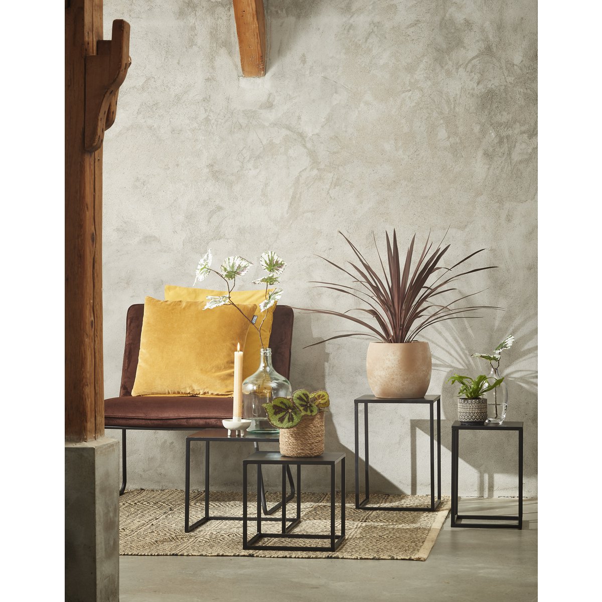 Goa Beistelltisch – 2er-Set – L35 x B35 x H33 cm – Metall – Schwarz