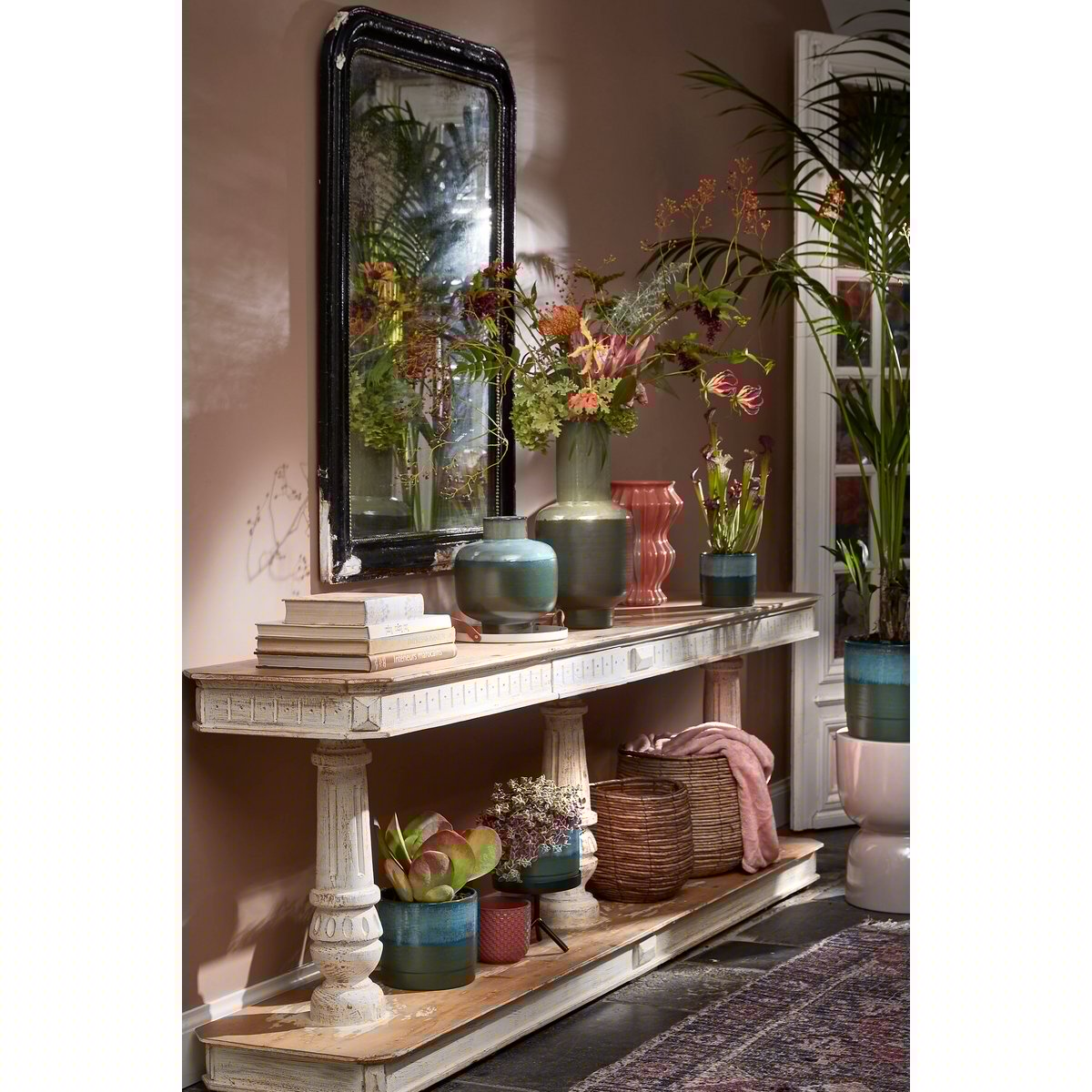 Olof Blumentopf - H20 x Ø22 cm - Terrakotta - Dunkelgrün