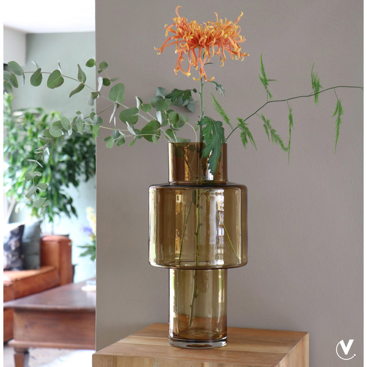 Vase aus Glas Juba M – H40 B20 – Cognac