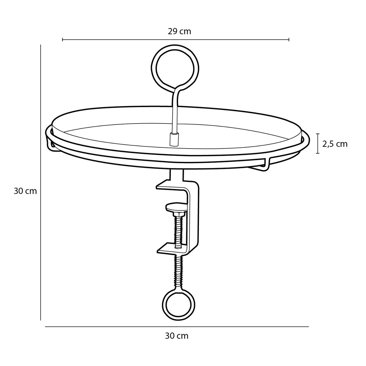 Aston Tablett mit Klemme – H30 x Ø31 cm – Metall – Fuchsia