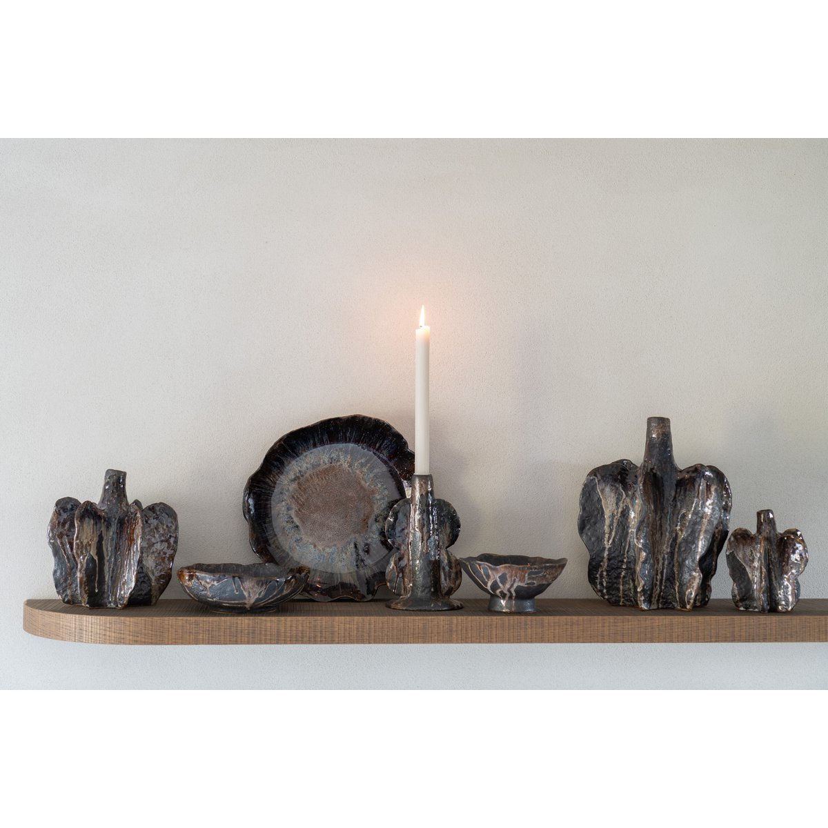 Vase Naga - Keramik - Schwarz/Braun - mittel - Ø 18 cm