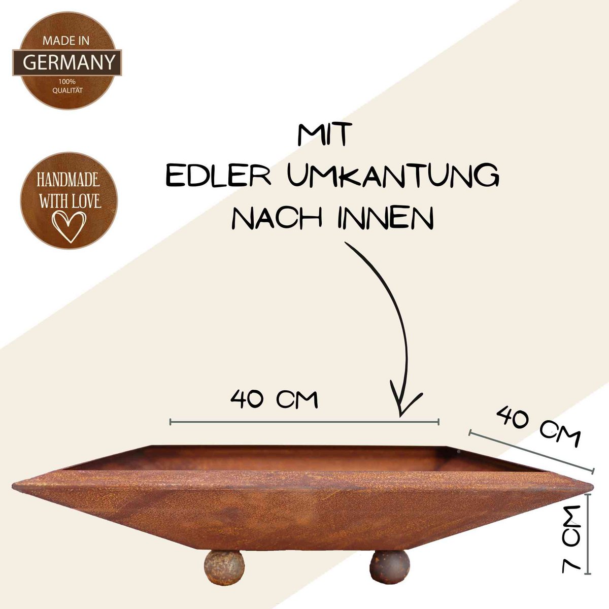 Edelrost Blumenschale eckig | In verschiedenen Varianaten erhältlich