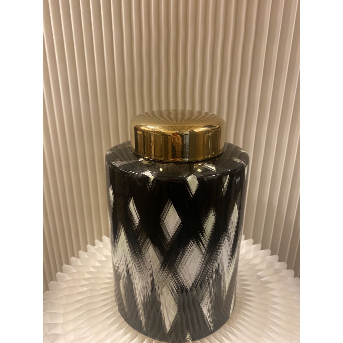 Keramikdose Schwarz-Weiß-Gold Große Größe