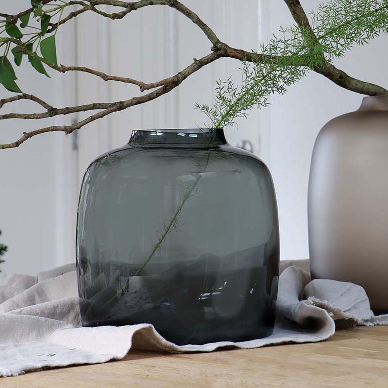 Vase aus Glas – M – H25 B25 – Bartica – Grau