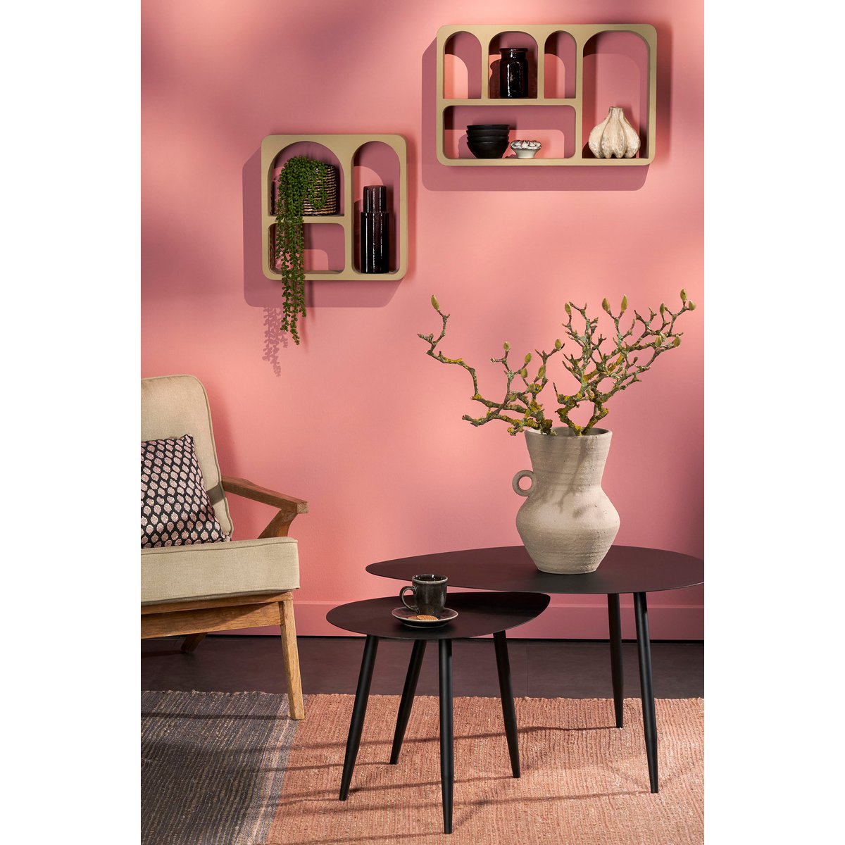 Beistelltisch – 2er-Set – L80 x B60 x H47 cm – Metall – Schwarz