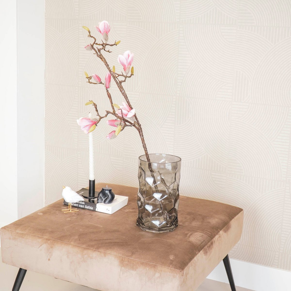 Vase - Muster - Glas - Smokey - 15x24,5cm