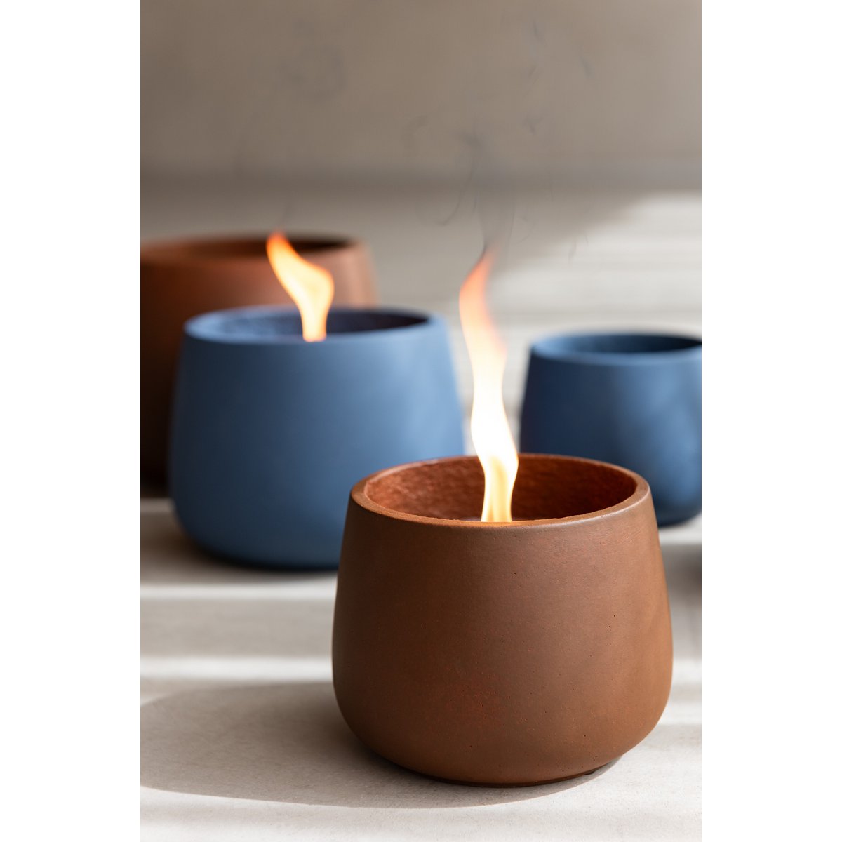 Outdoor Kerze Cyra Cement Blue Medium