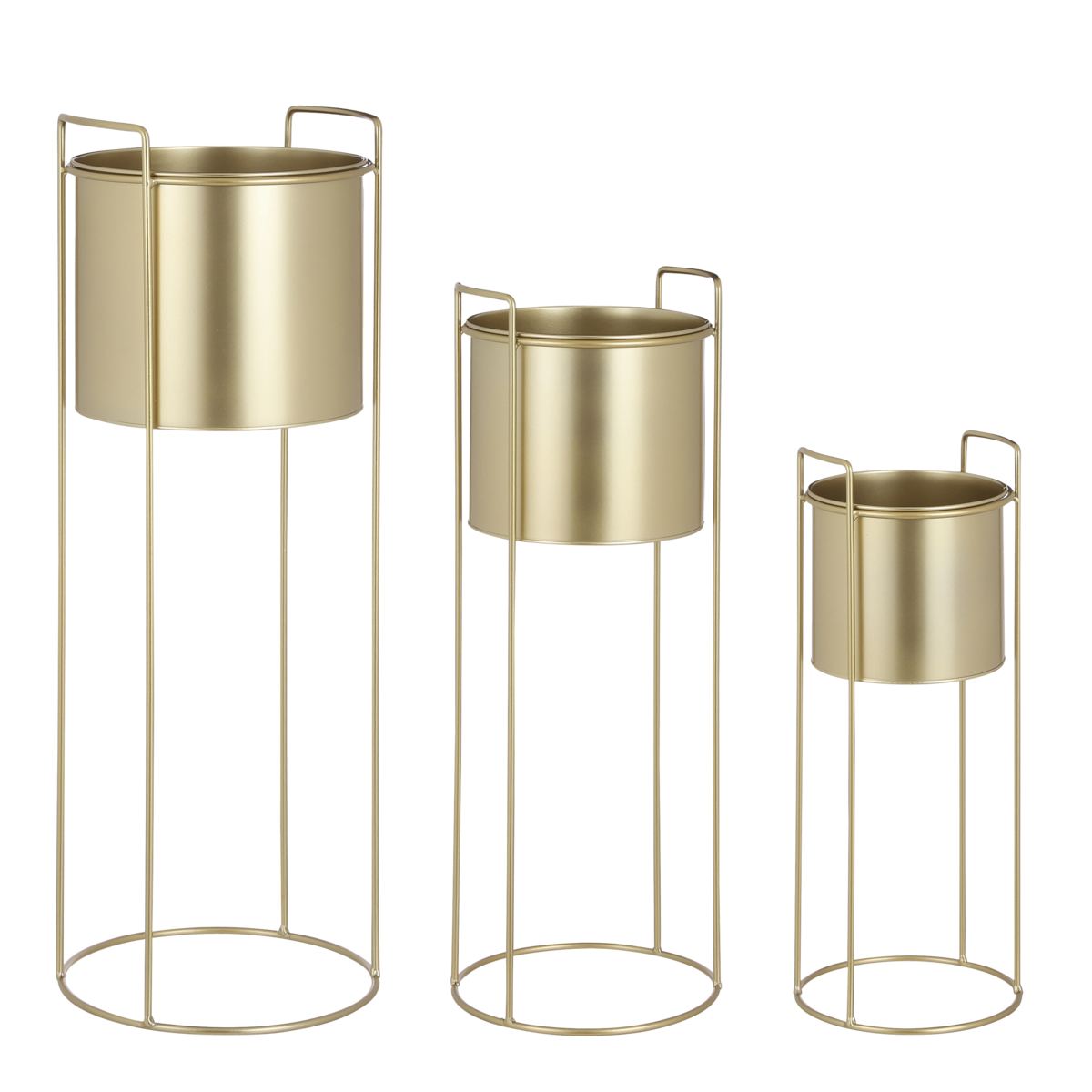 Favani Blumentopf auf Ständer – 3er-Set – H80 x Ø28 cm – Metall – Gold