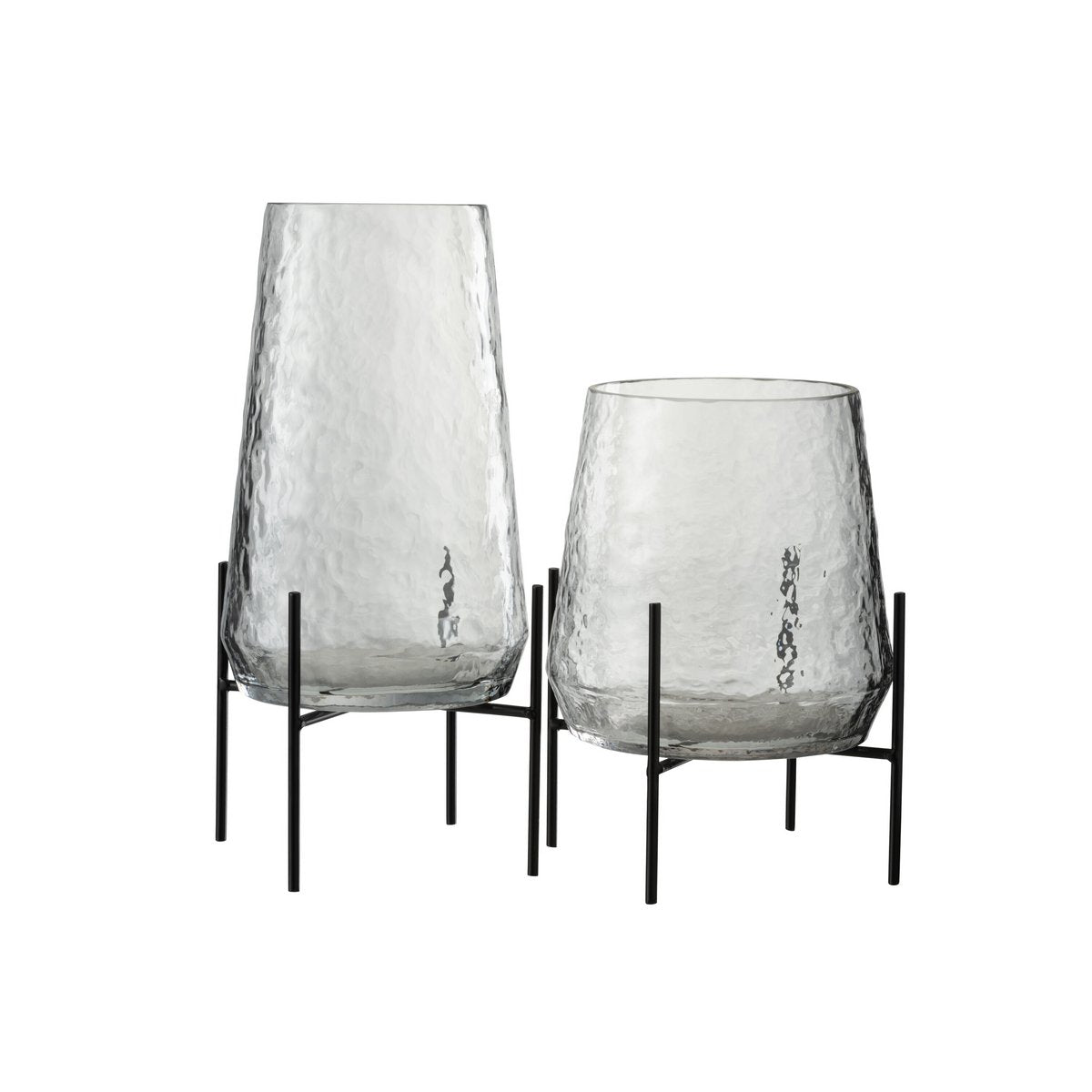 Vase On Foot Uneven - Glas - transparent/schwarz - groß