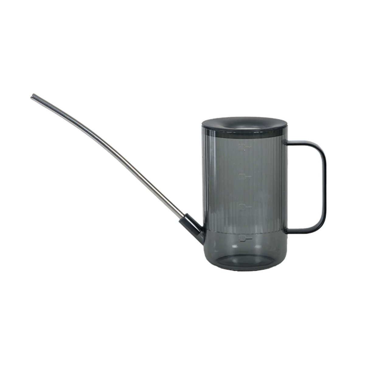 Gerippte Gießkanne – 22 cm – Kunststoff mit Edelstahlauslauf – Grau – Grün – Braun