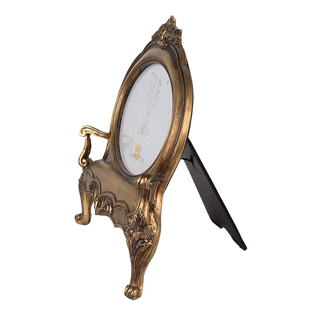 Fotorahmen Goldfarben, Polyresin und Glas 26x5x28 cm / 18x13 cm