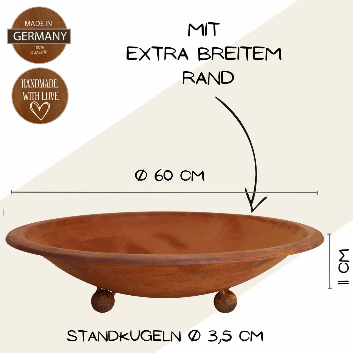 Edelrost Deko Schale rund zum bepflanzen | Blumenschale in verschiedenen Varainaten