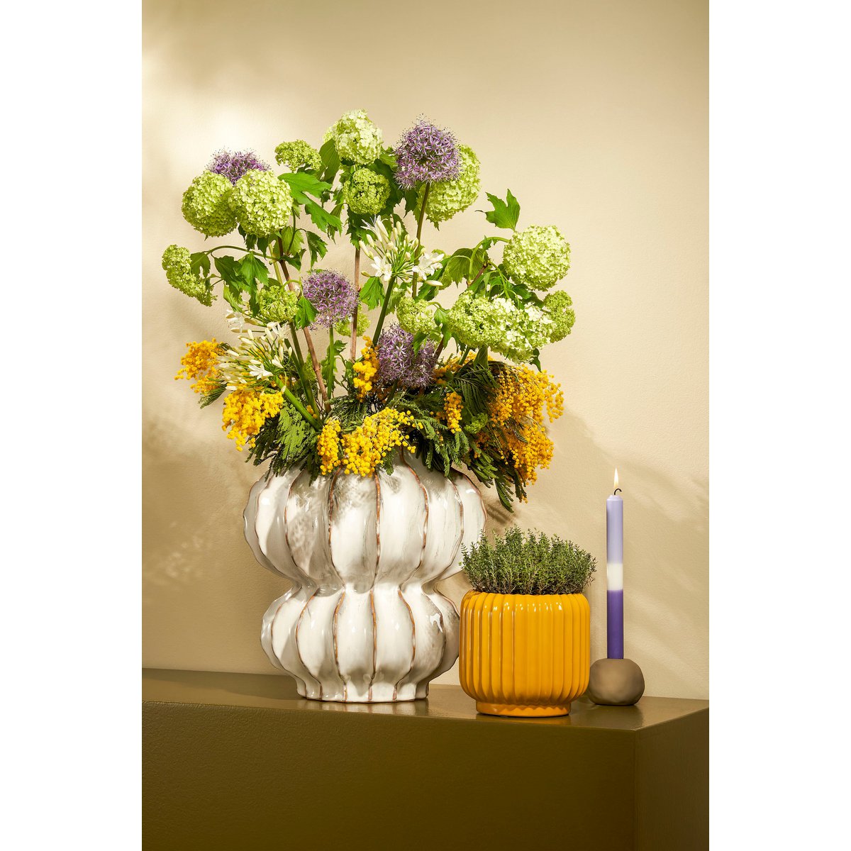Altea Vase – H35 x Ø33 cm – Keramik – gebrochenes Weiß