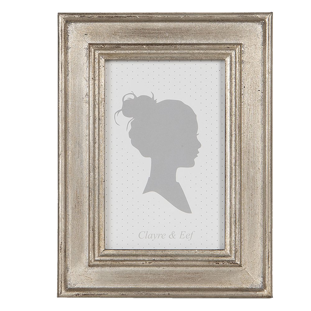 Fotorahmen Silberfarben, Holz 16x2x21 cm / 10x15 cm