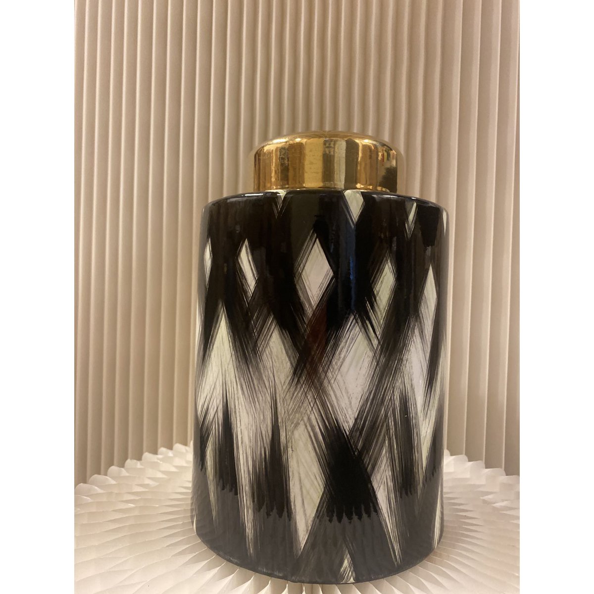 Keramikdose Schwarz-Weiß-Gold Große Größe