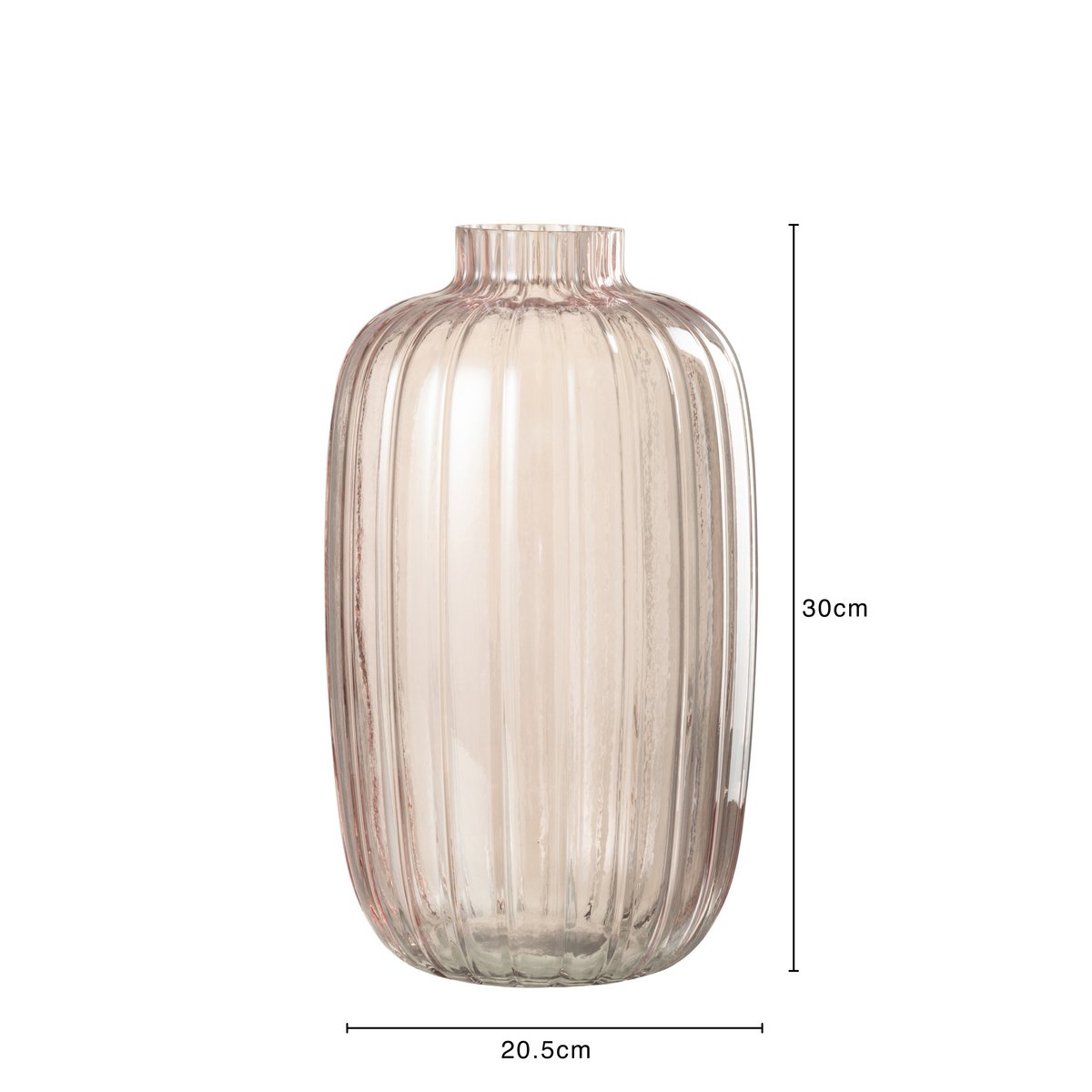 Vase Stripes – Glas – rosa – groß