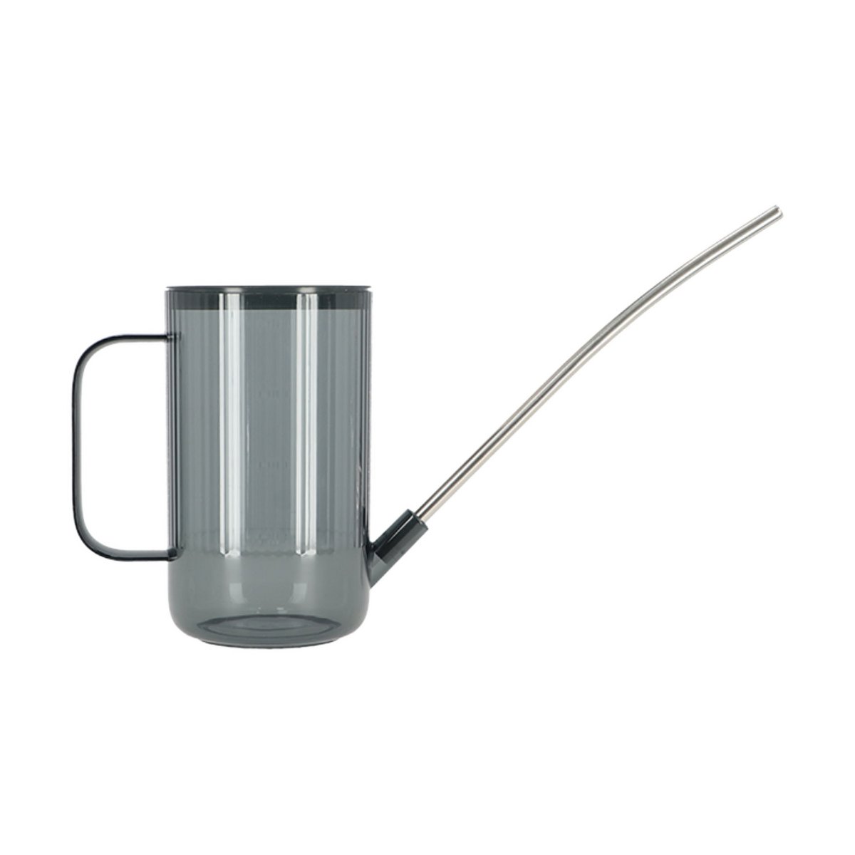 Gerippte Gießkanne – 22 cm – Kunststoff mit Edelstahlauslauf – Grau – Grün – Braun