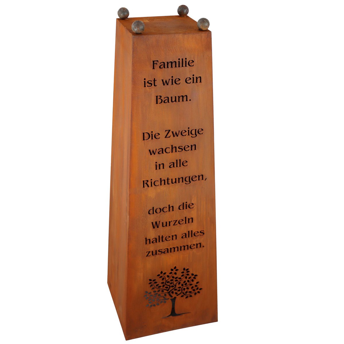 Edelrost Säule mit Familien Spruch | Wohndeko für Haus und Garten |  verschiedene Varianten