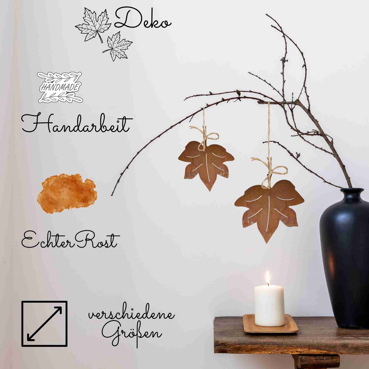 Edelrost Ahornblatt - Metalldeko zum Hängen für den Herbst