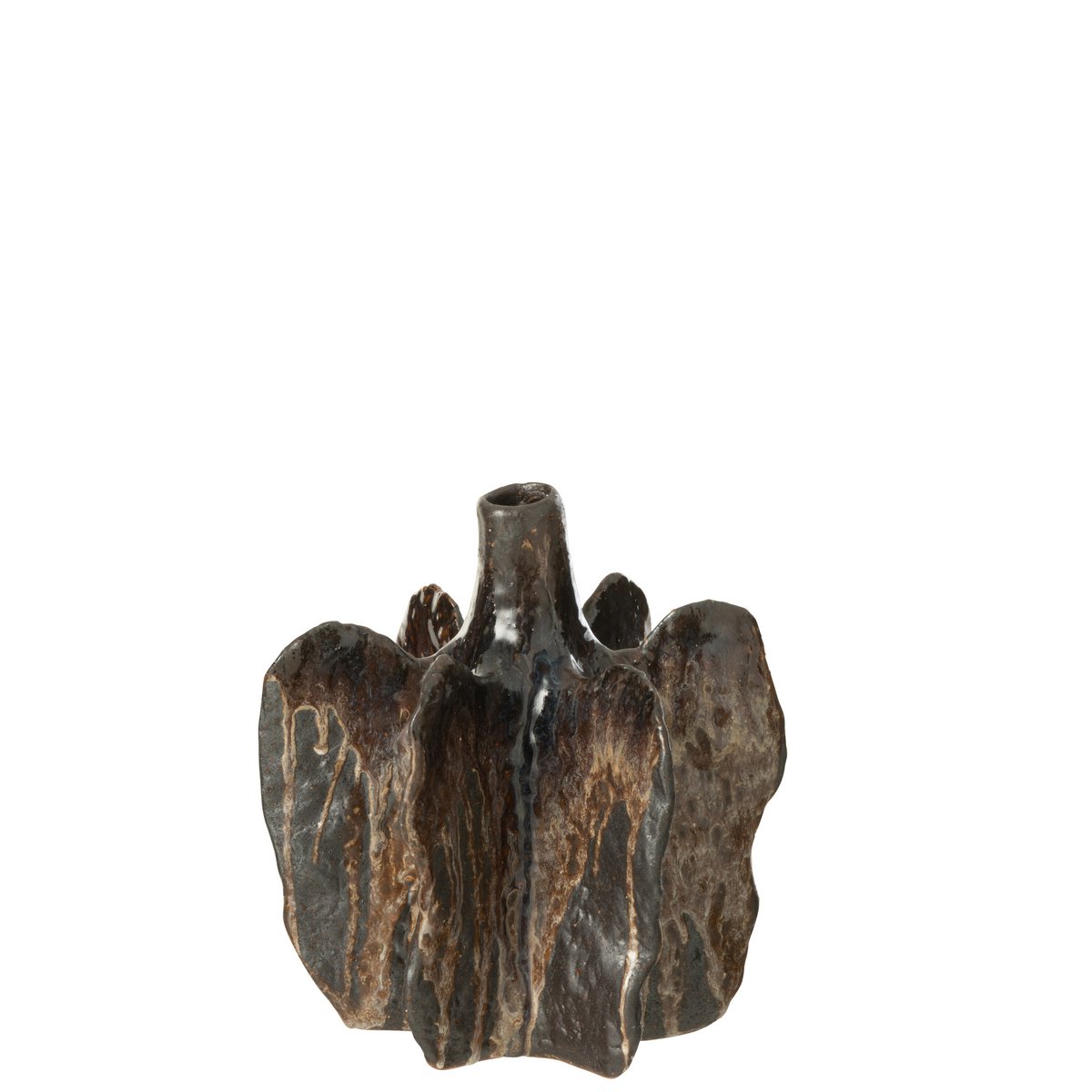 Vase Naga - Keramik - Schwarz/Braun - mittel - Ø 18 cm