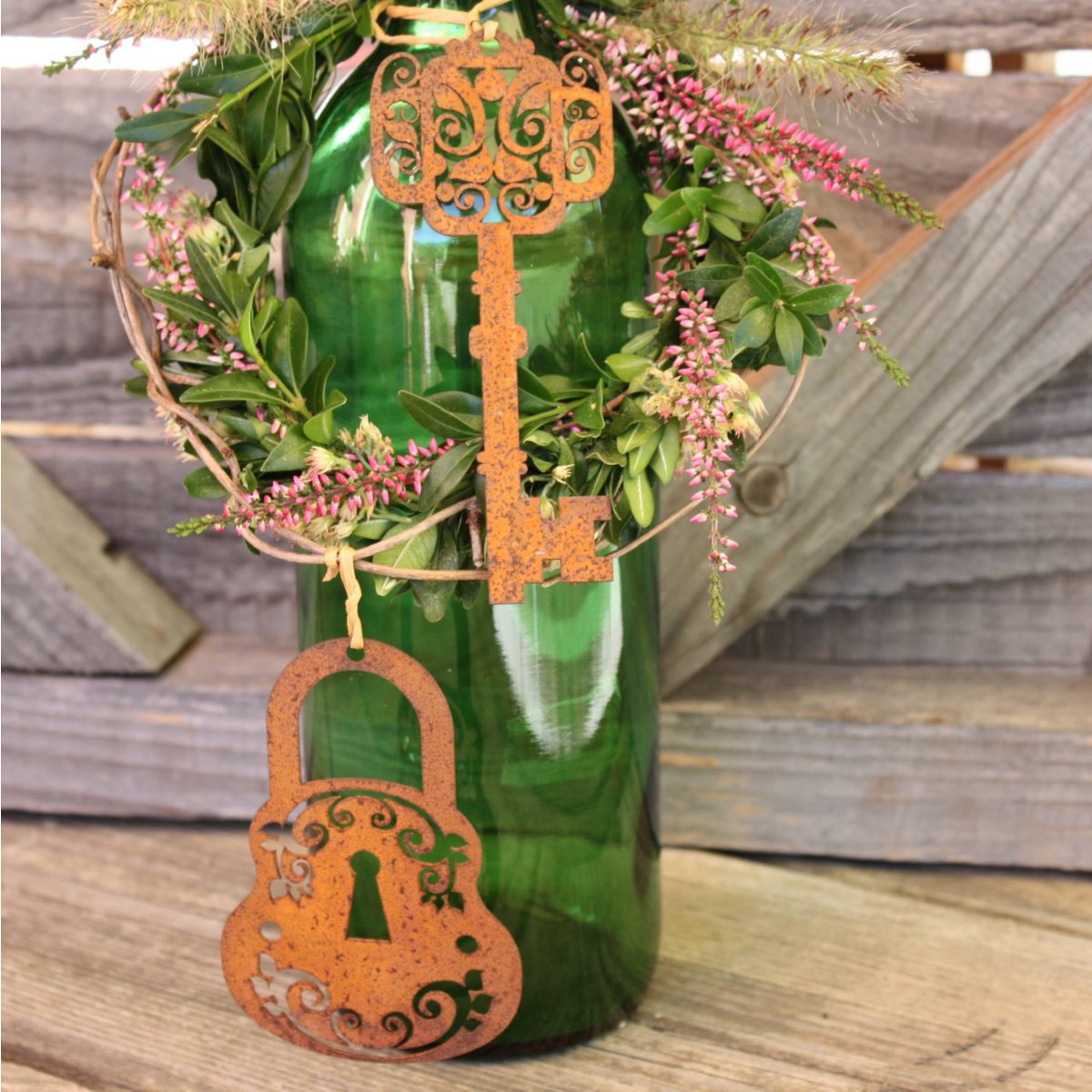 Deko Vorhängeschloss mit Schlüssel | Nostalgische Dekohänger | im Set