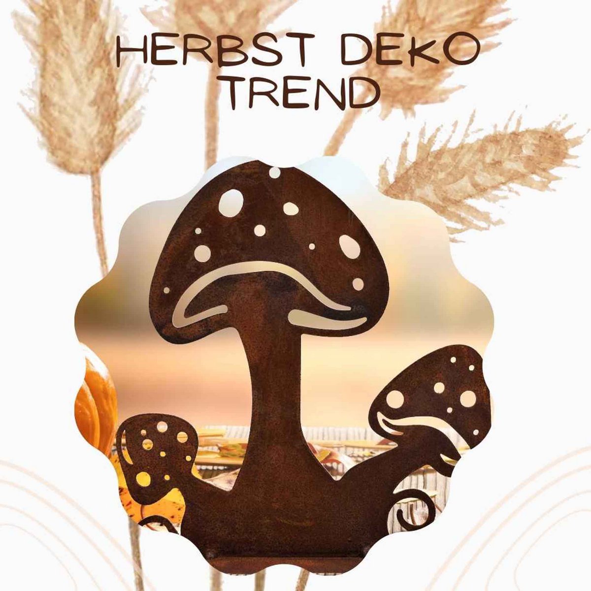 Herbstdekoration Pilze | Metalldeko Pilz für den Herbst