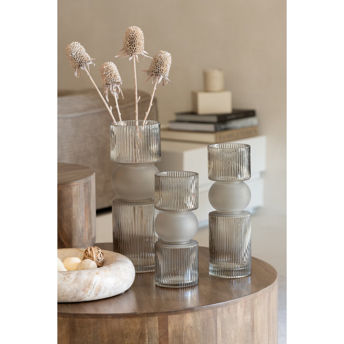 Vase/Kerzenhalter Candy Glass Grey Large