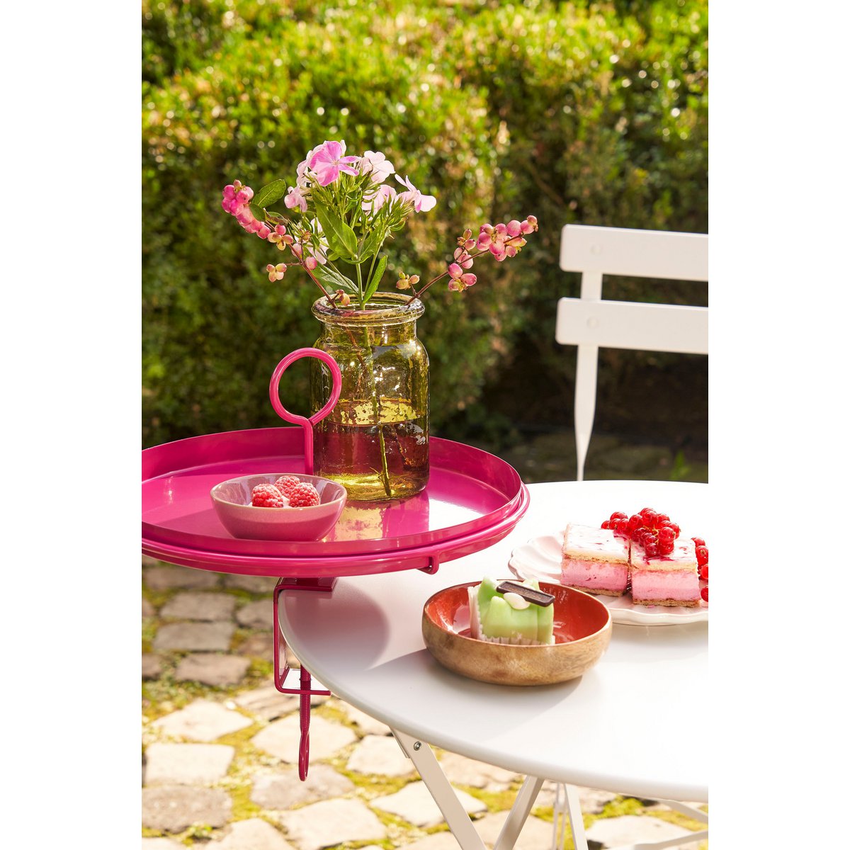 Aston Tablett mit Klemme – H30 x Ø31 cm – Metall – Fuchsia