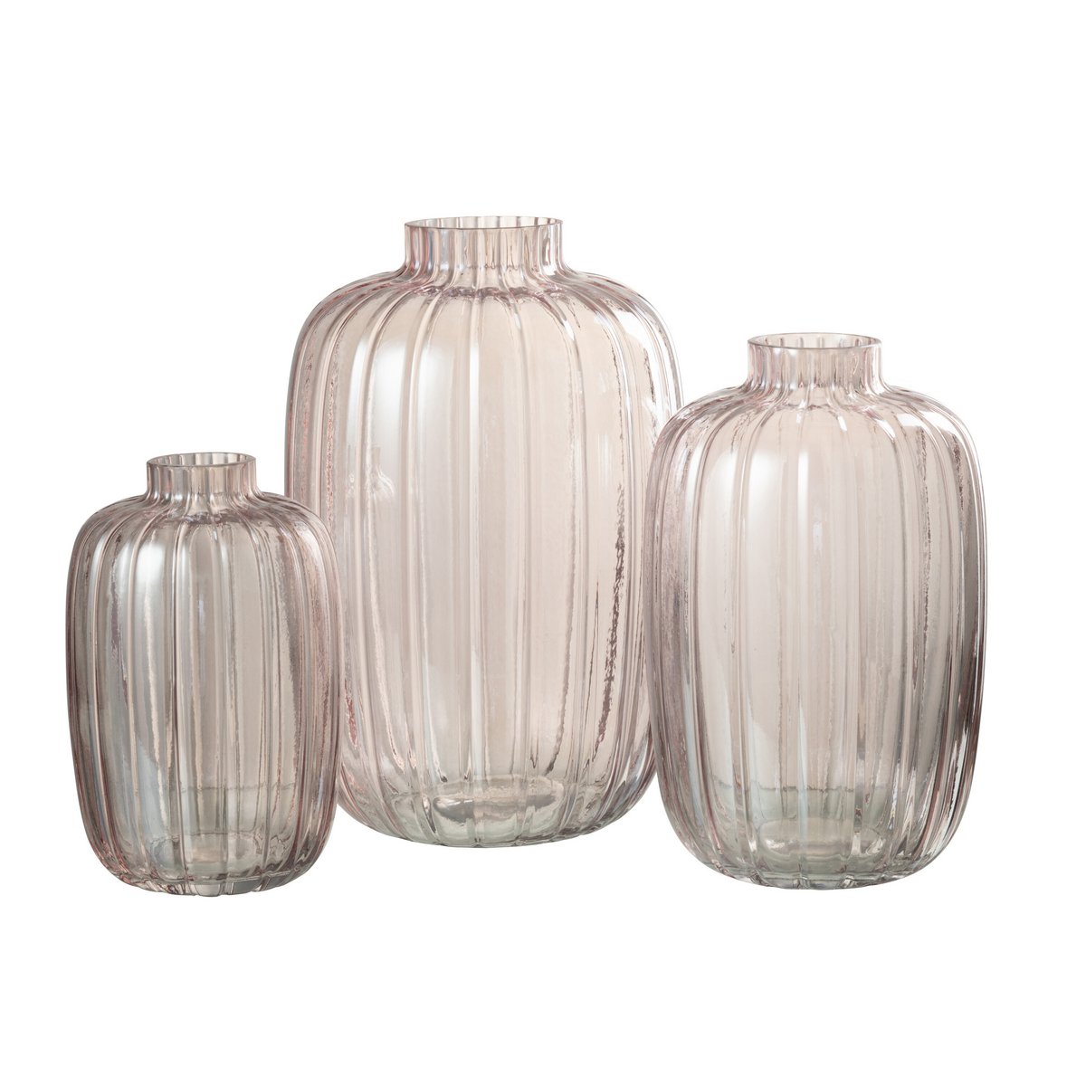 Vase Stripes – Glas – rosa – groß