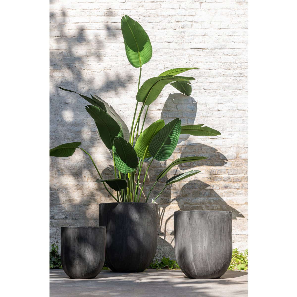 Set, Übertopf Rund - Keramik - Schwarz - Ø 55 cm - 3 Stück