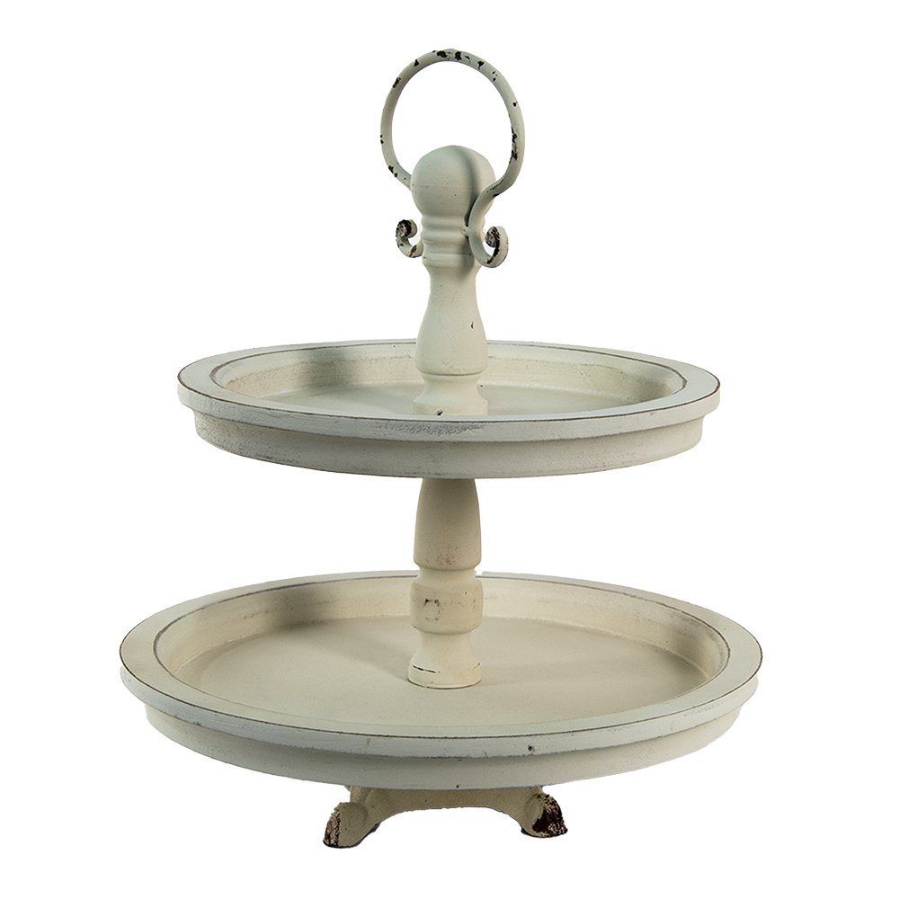 Etagere 2 Schichten Beige, Holz Ø 30x36 cm