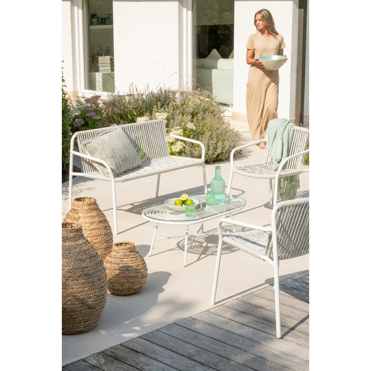 J-Line Vase geflochtenes Seegras natur klein