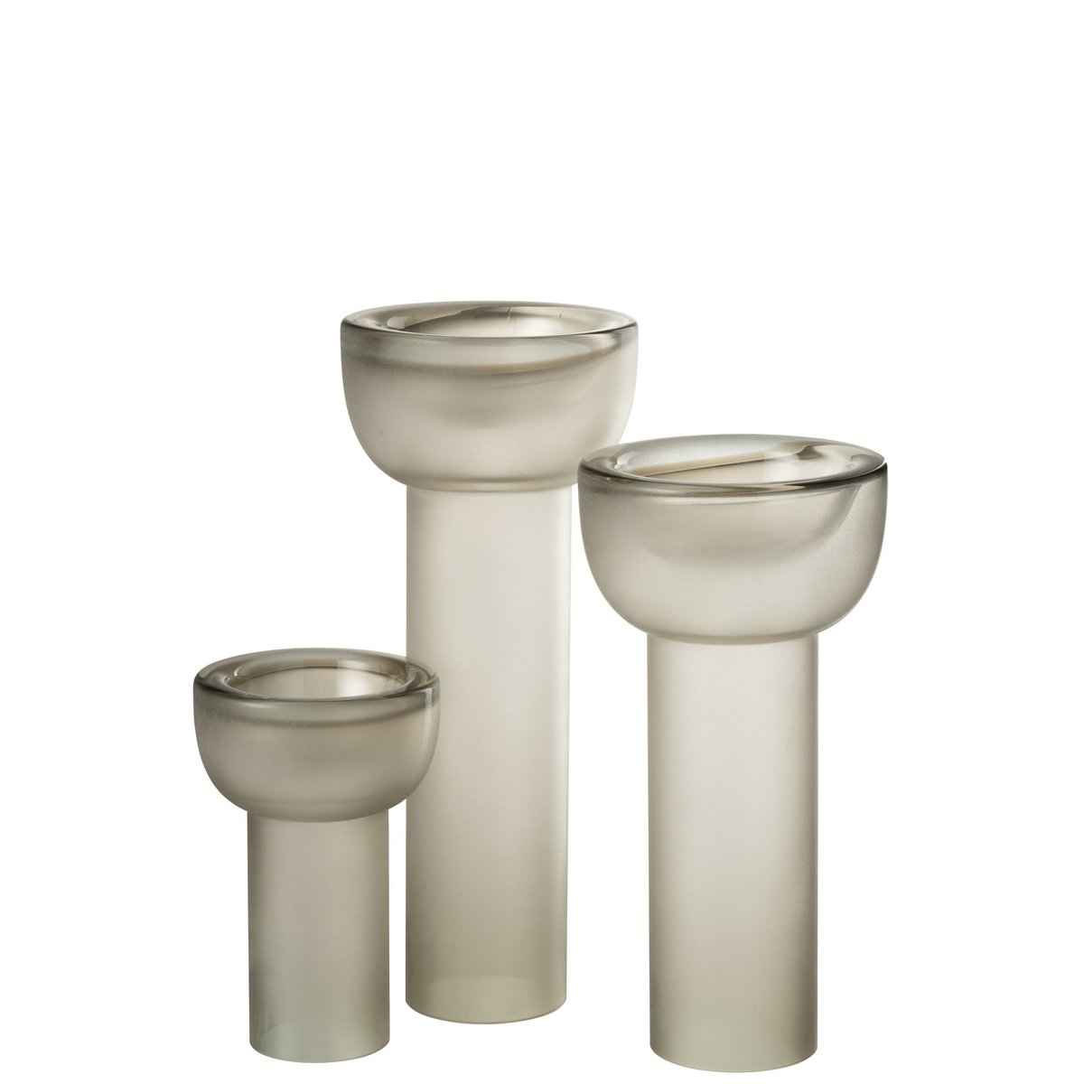 Vase/Kerzenständer Yara Glas Greige Groß