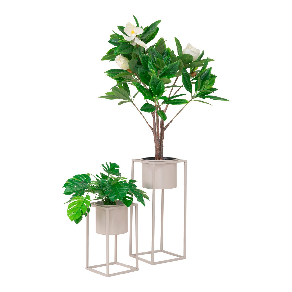 Marla Blumentöpfe – Beige/Grau, Stahl – 2er-Set