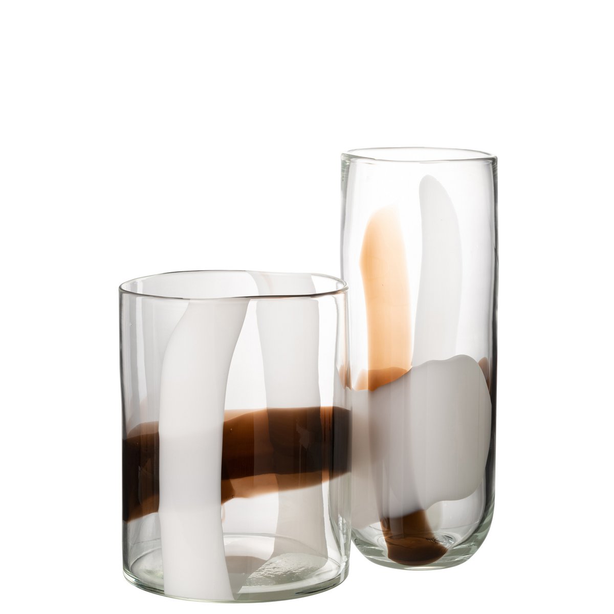Vase Iggy – Glas – weiß/braun – groß