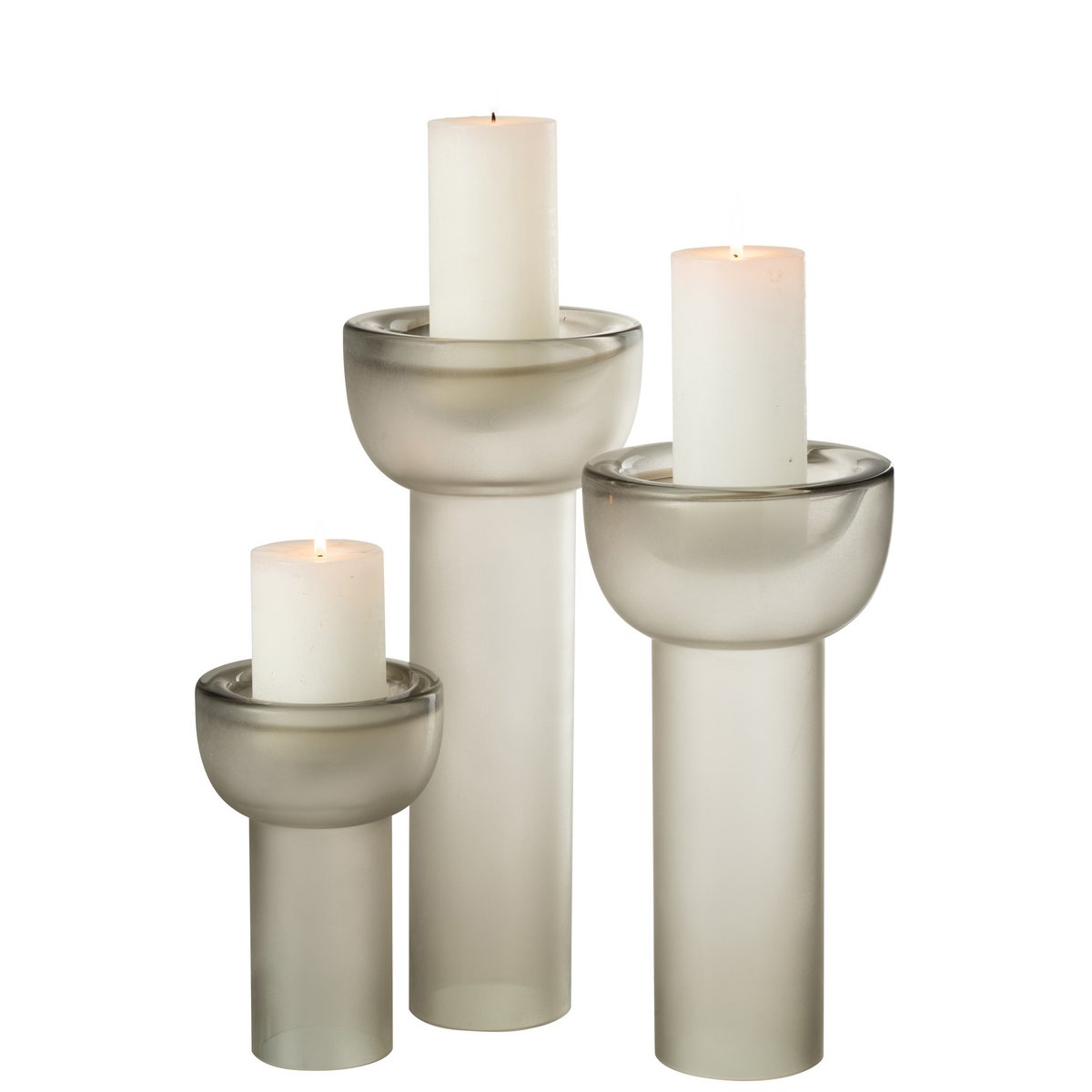 Vase/Kerzenständer Yara Glas Greige Groß