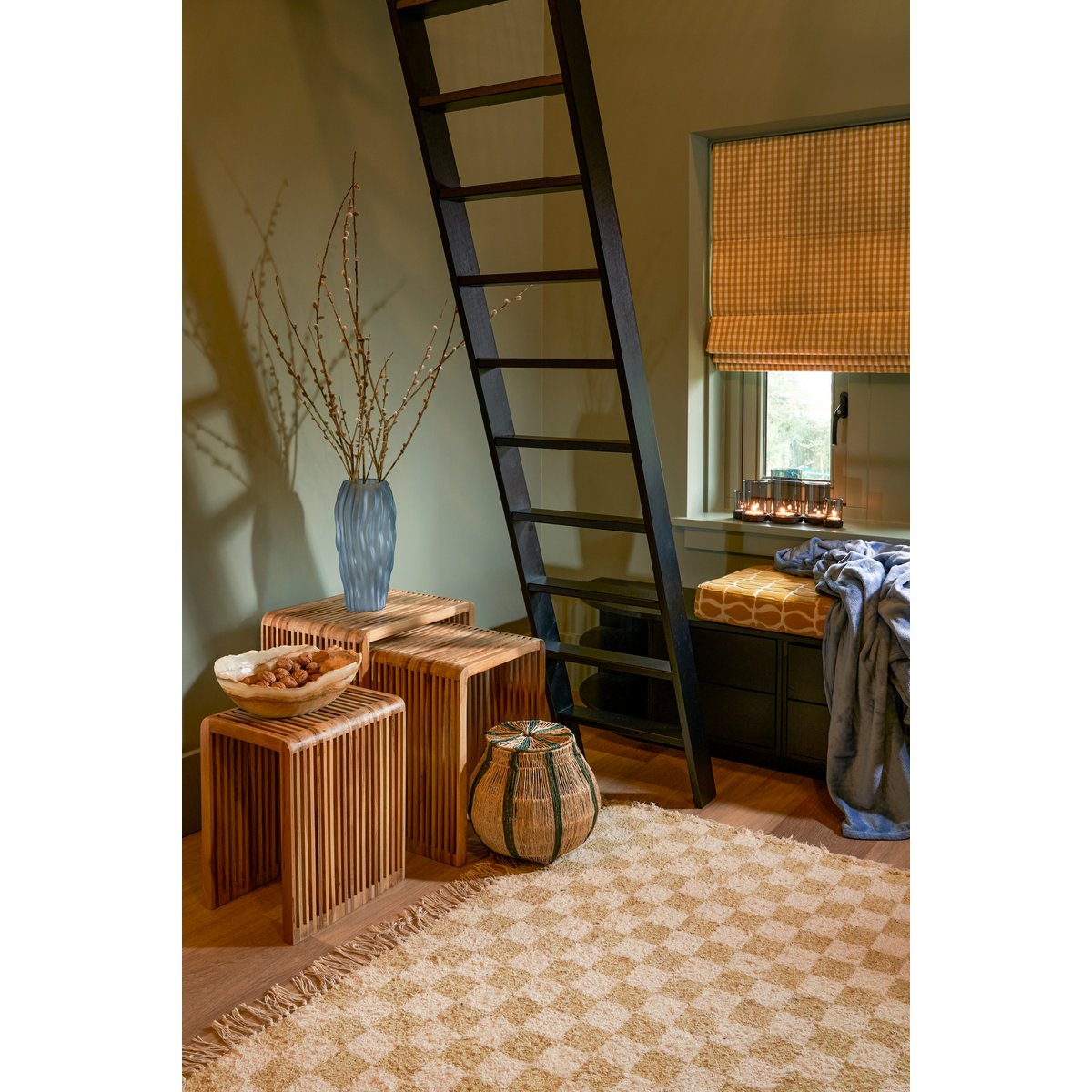 Yonker Beistelltisch – 3er-Set – L44 x B34 x H50 cm – recyceltes Holz – Braun