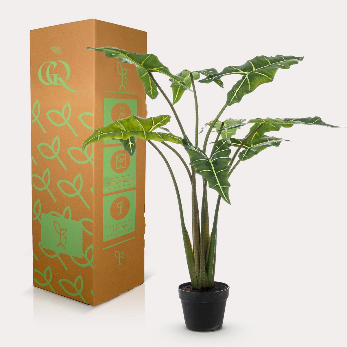Künstliche Pflanze - Alocasia Frydek - Elefantenohr - 120 cm