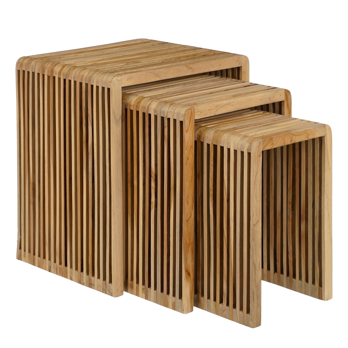 Yonker Beistelltisch – 3er-Set – L44 x B34 x H50 cm – recyceltes Holz – Braun