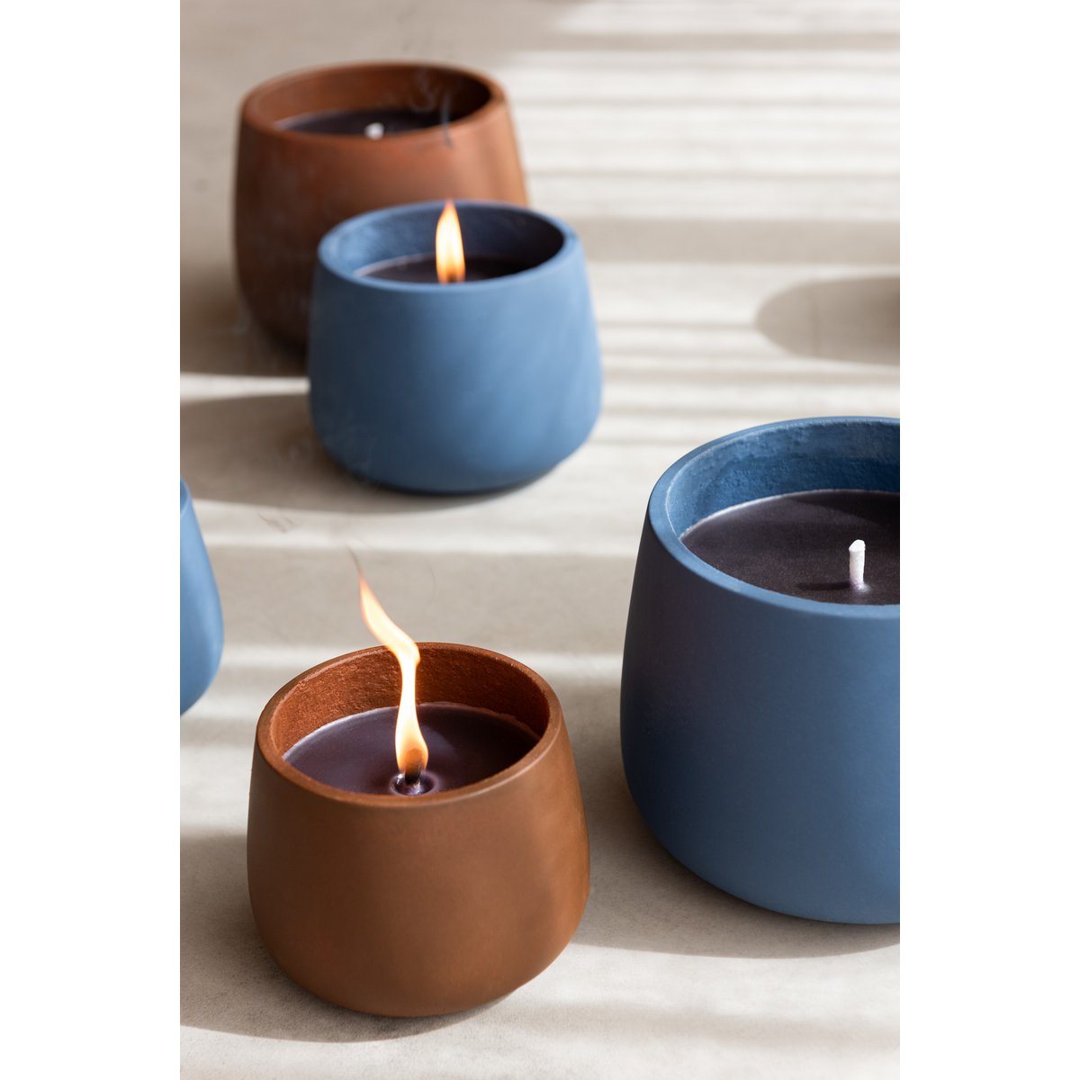 Outdoor Kerze Cyra Cement Blue groß