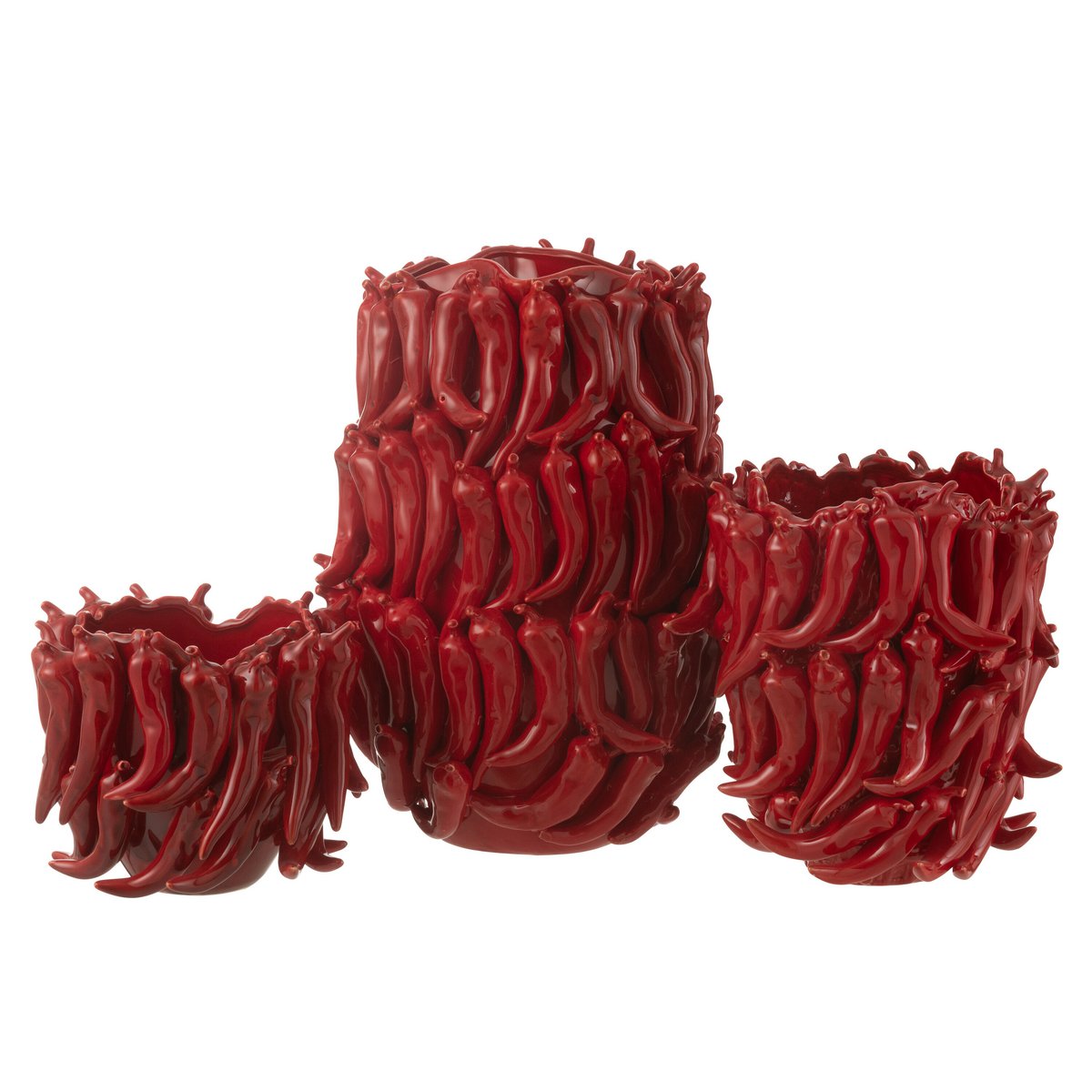 Vase Peppers Porzellan Rot Extra Groß