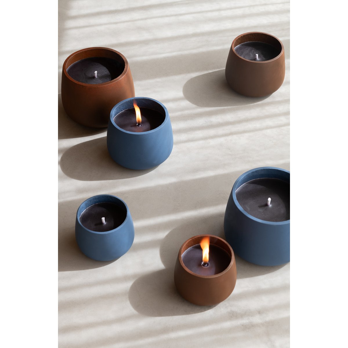 Outdoor Kerze Cyra Cement Blue Medium