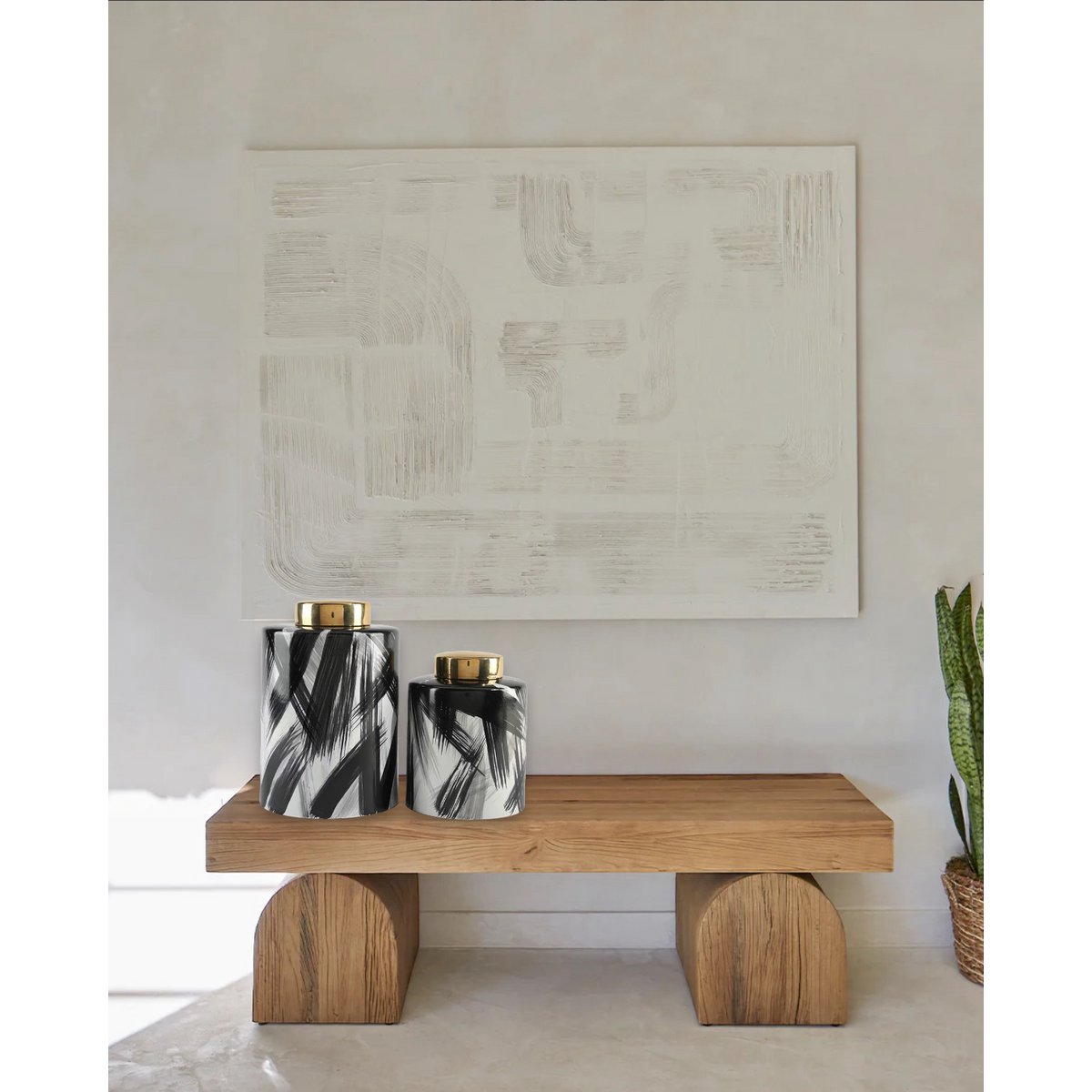 Keramikdose Schwarz-Weiß-Gold Große Größe