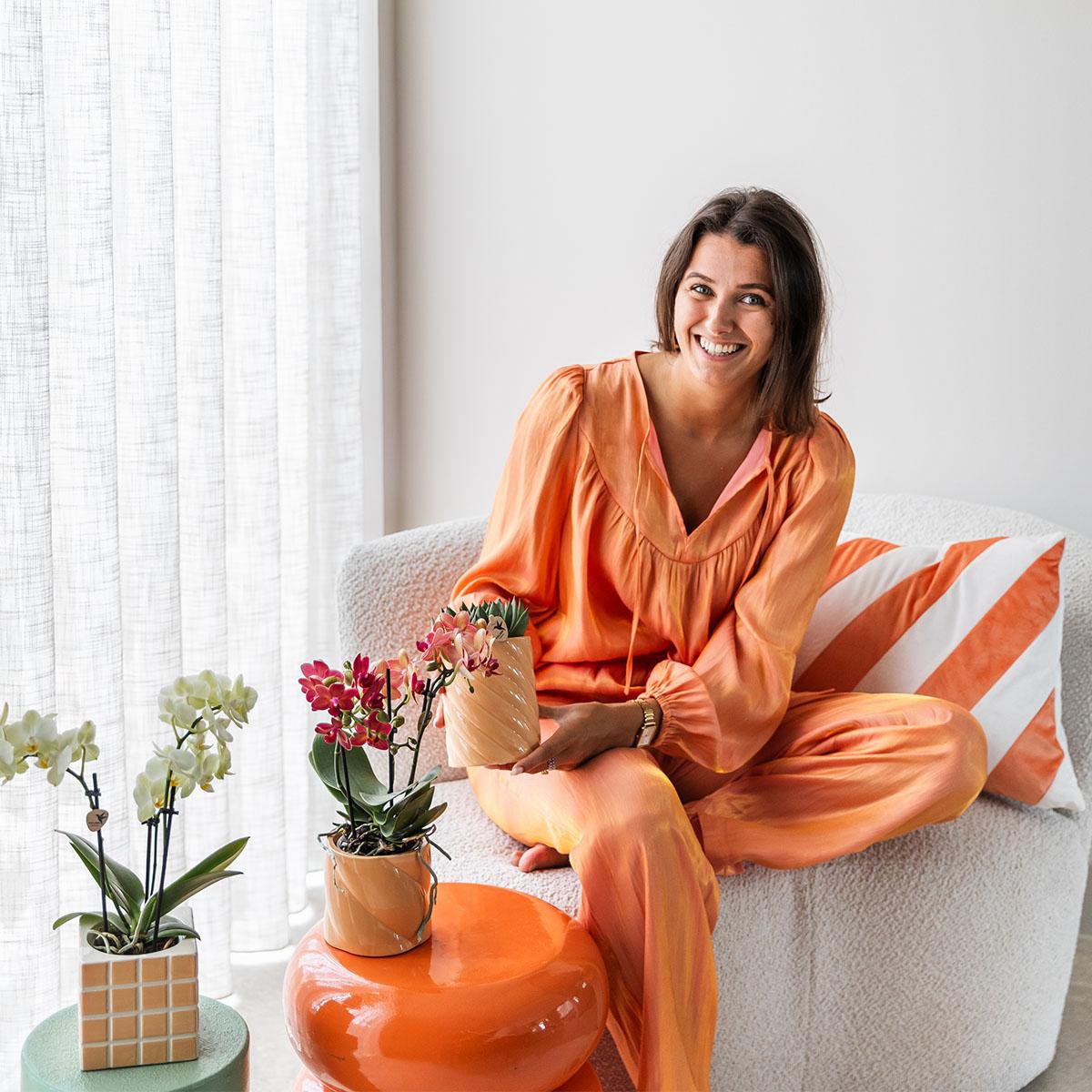 Übertopf „Mosa“ - Orange - Ø9cm