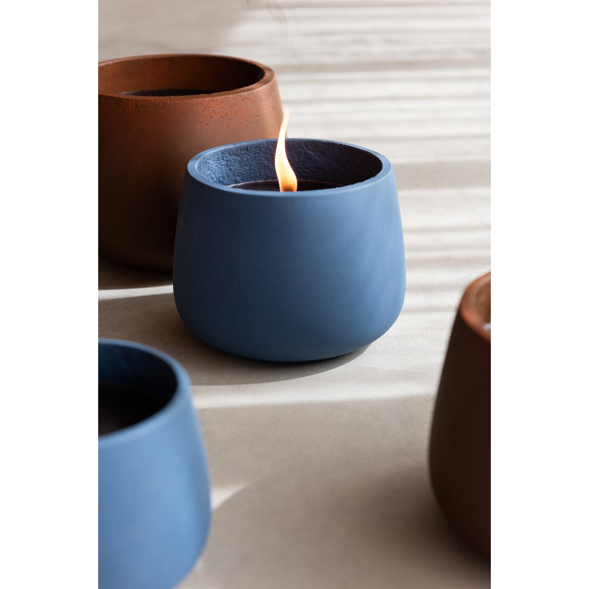 Outdoor Kerze Cyra Cement Blue Medium